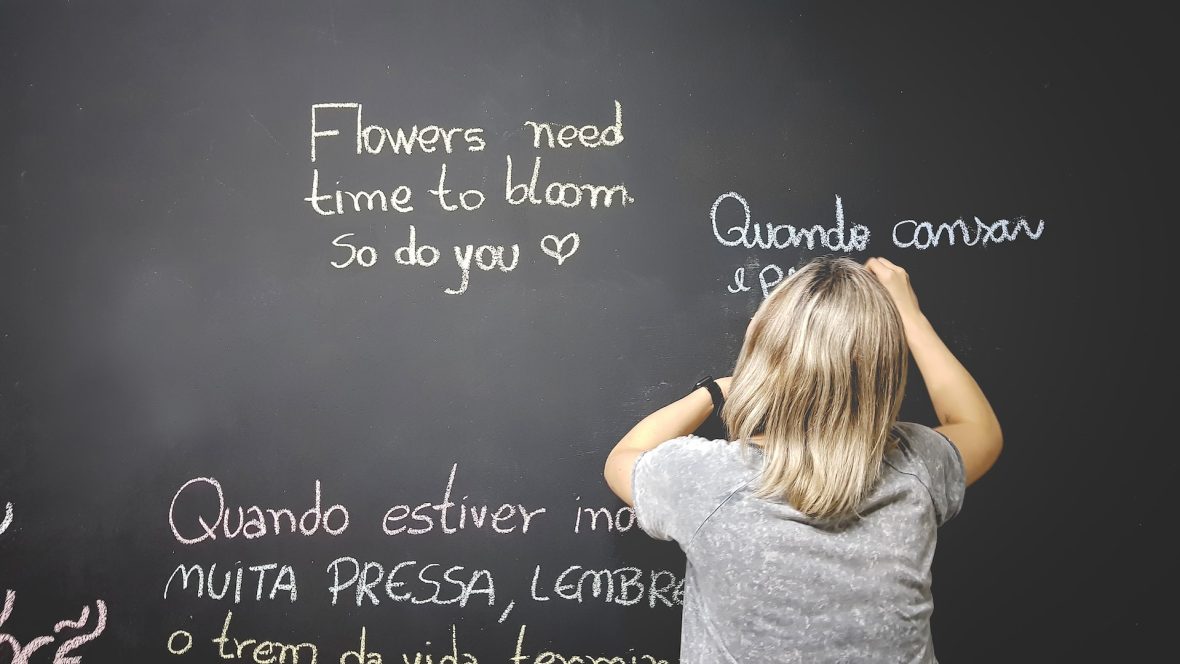 Writing on chalk board