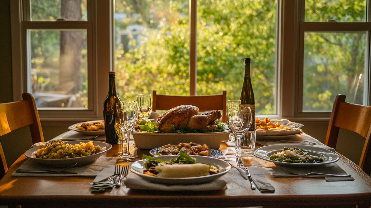 A prepared meal at the table