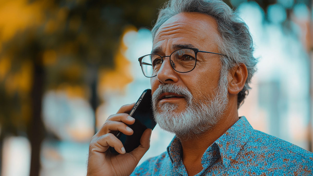 Father on phone call to son