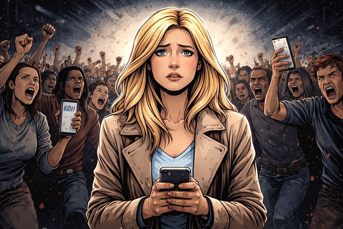 People hurling abuse at woman