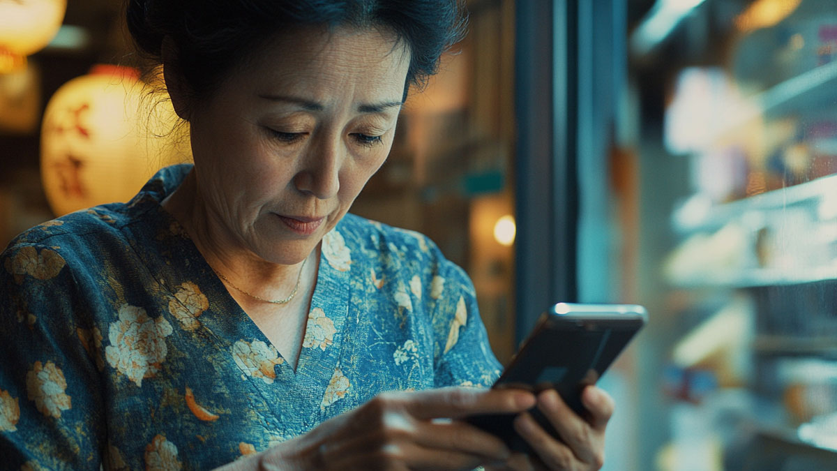 Mother using apps to communicate